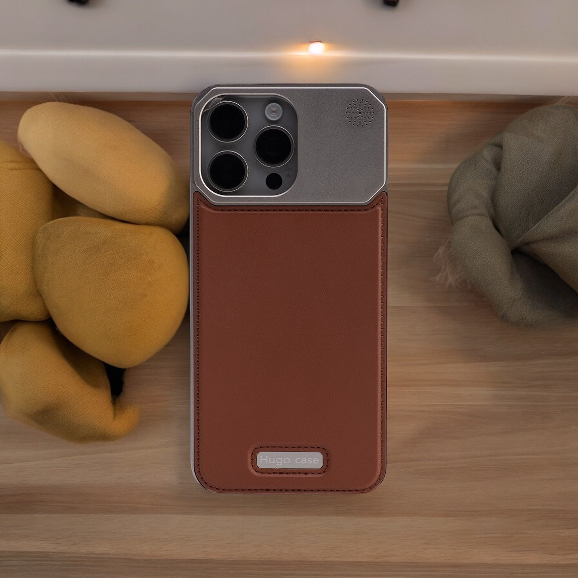 Aromatherapy MagSafe Case with Titanium Frame - Leather Back Cover for Apple iPhone