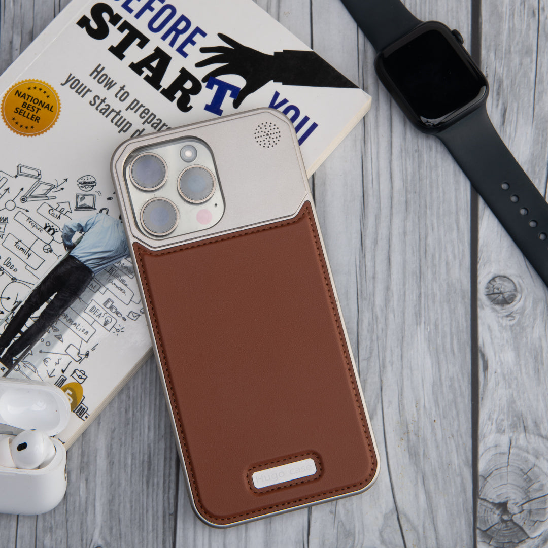 Aromatherapy MagSafe Case with Titanium Frame - Leather Back Cover for Apple iPhone